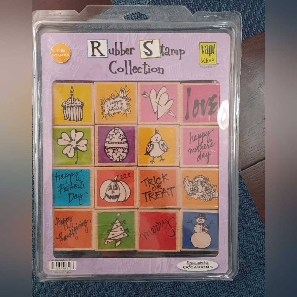 Holiday wood base stamp set